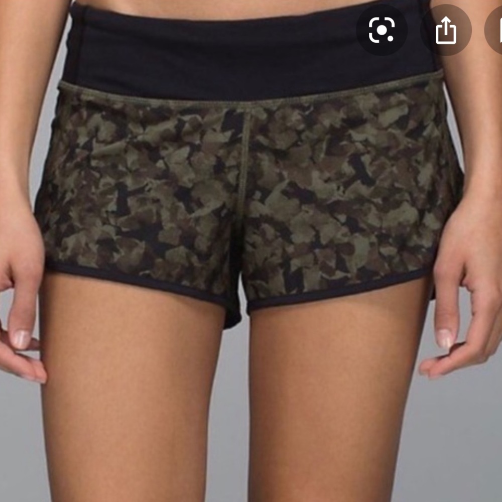 Lululemon I Green Camo Turbo Run Shorts